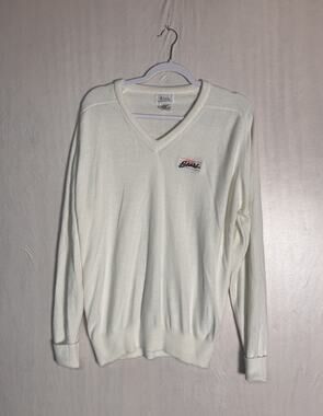 Vintage 90s Dache Chicago Bears V-Neck Sweater Ivory Embroidered NFL Football L